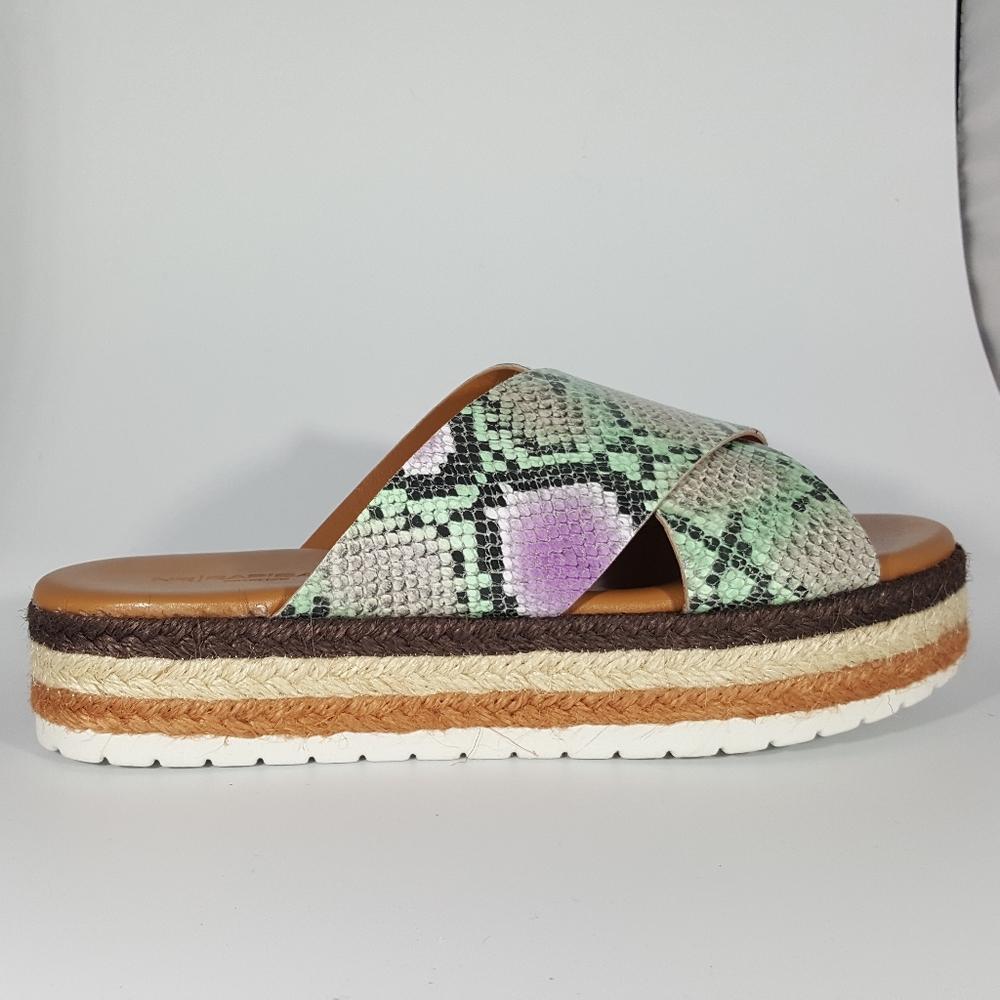 NR Rapisardi Cross Band Sandal on Woven Platform